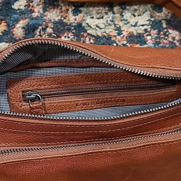 Spikes & Sparrow Sling Bag Leather Crossbody Waist Cognac Belt Pouch - Picture 5 of 6